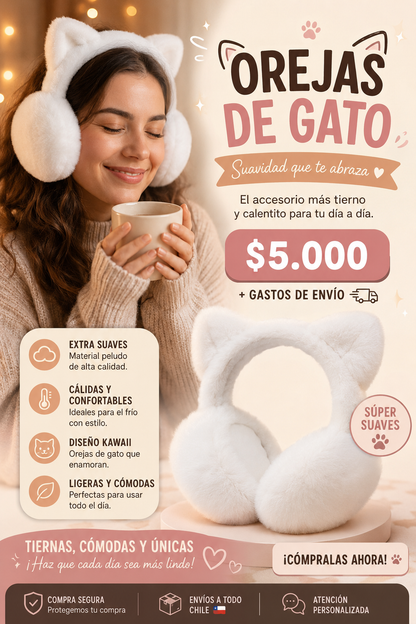 🐱 Orejeras Gatito – Suaves, calentitas y adorables