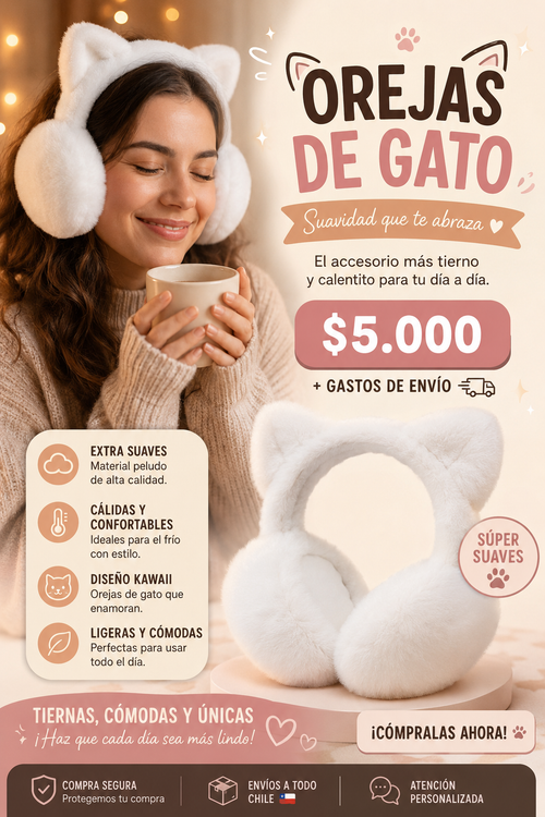 🐱 Orejeras Gatito – Suaves, calentitas y adorables